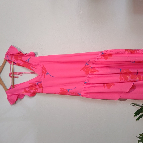 Free People Pink Floral Dress Free People Women's See It Through Floral Long  Sleeve Maxi Dress